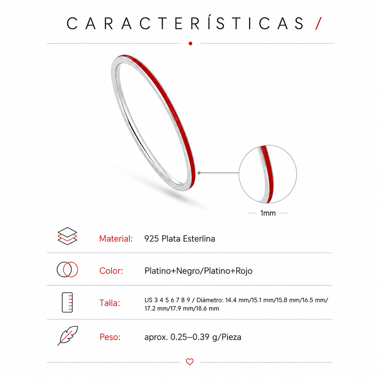 Anillo Hilo Rojo · Line's - Plata Esterlina 925